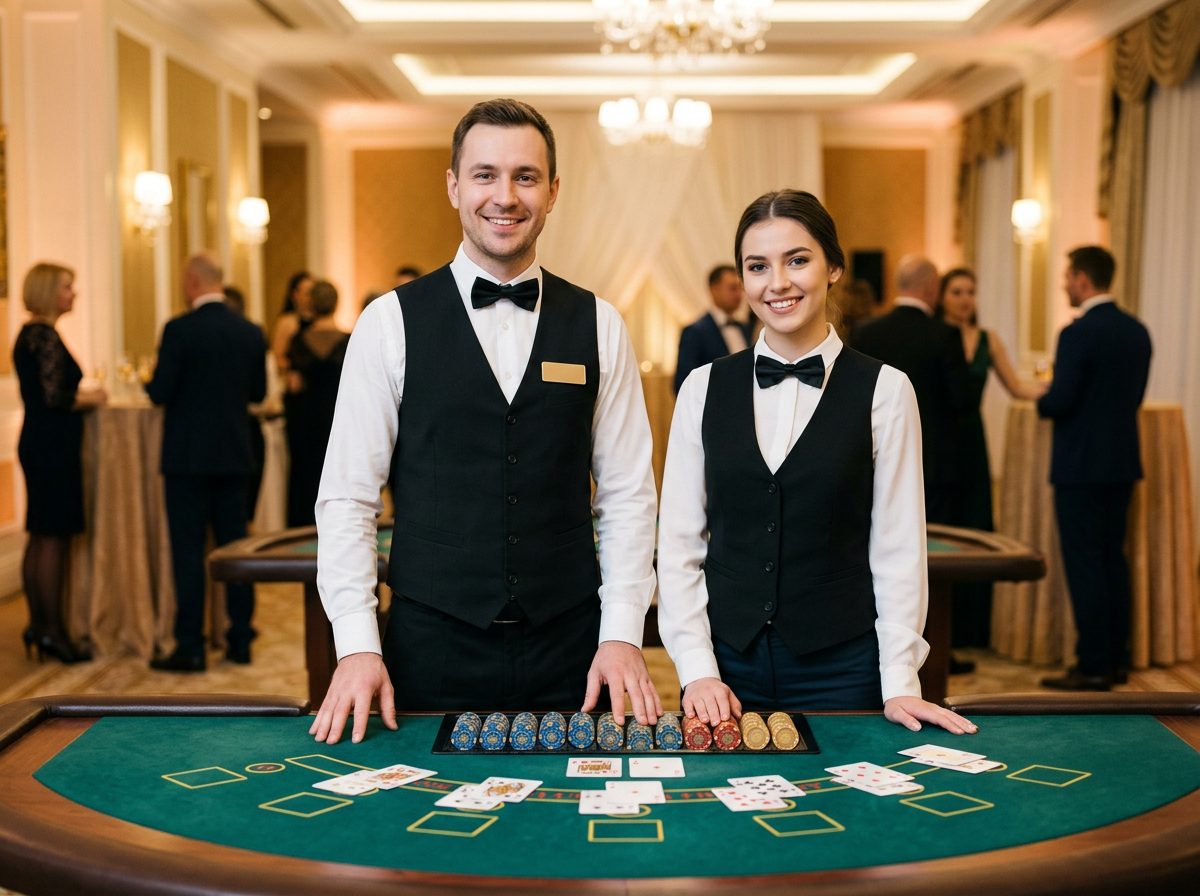 Profesjonalni krupierzy - obsługa mobilnego kasyna na event firmowy Lemon Casino Events